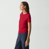 Theory Sweater Tee In Regal Wool In Cherry