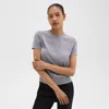 Theory Short-sleeve Sweater In Regal Wool In Cool Heather Grey
