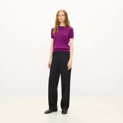 Theory Sweater Tee In Regal Wool In Deep Magenta