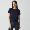 Theory Short-sleeve Sweater In Regal Wool In Deep Navy