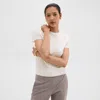 Theory Short-sleeve Sweater In Regal Wool In New Ivory