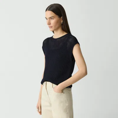Theory Sweater Vest In Cotton In Deep Navy