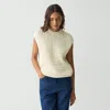 Theory Sweater Vest In Rounded Cotton In Natural