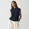 Theory Sweater Vest In Rounded Cotton In Navy