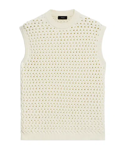 Theory Sweater Vest In Rounded Cotton In Natural