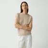 Theory Sweater Vest In Sheen Cotton In Brown