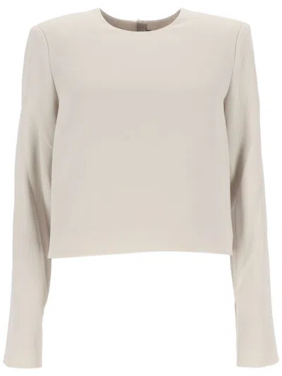 Theory Admiral Long Sleeve Minimal Top In Gesso