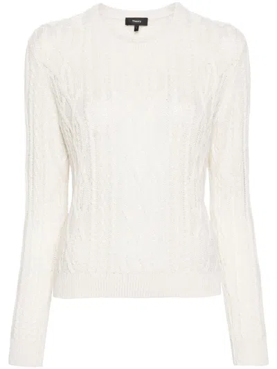 Theory Cable-knit Jumper In Q3w Bone