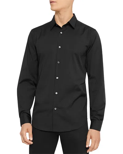 Theory Sylvain Mens Poplin Tab Collar Button-down Shirt In Black