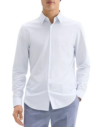 THEORY SYLVAIN BUTTON FRONT SHIRT IN COLUMN STRIPE