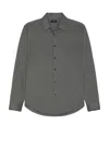 Theory Long-sleevee Button-down Shirt In Gray