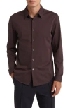 Theory Sylvain Nd Structure Knit Button-up Shirt In Brown