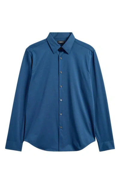 Theory Sylvain Nd Structure Knit Button-up Shirt In Twilight