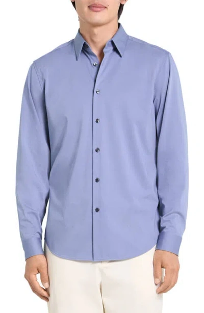Theory Sylvain Nd Structure Knit Button-up Shirt In Purple