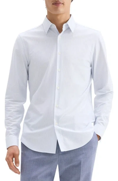 Theory Sylvain Pinstripe Button-up Shirt In Wht/clrsky