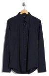 Theory Sylvain Poplin Shirt In Eclipse Navy