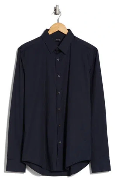 Theory Sylvain Poplin Shirt In Eclipse Navy