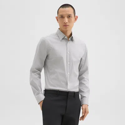 Theory Sylvain Shirt In Checked Poplin In Black/white