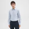 Theory Sylvain Shirt In Checked Poplin In Olympic/white