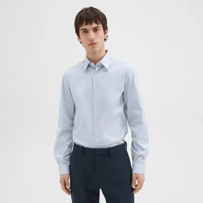 Theory Sylvain Shirt In Checked Poplin In Olympic/white