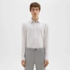 Theory Sylvain Shirt In Striped Structure Knit In White/vapor