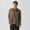 Theory Sylvain Shirt In Structure Knit In Brown
