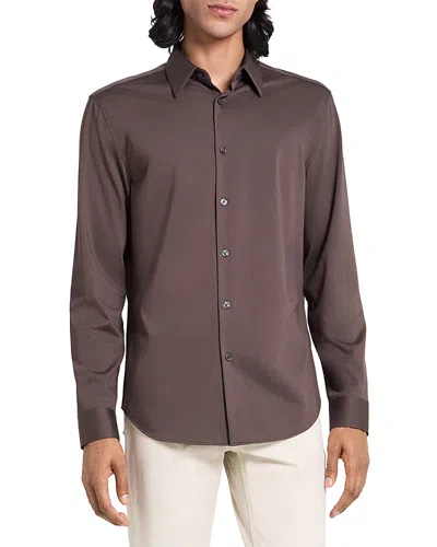 Theory Sylvain Shirt In Structure Knit In Brown