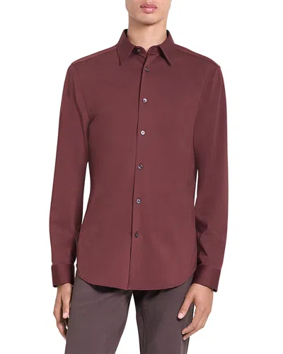 Theory Sylvain Shirt In Structure Knit In Burgundy