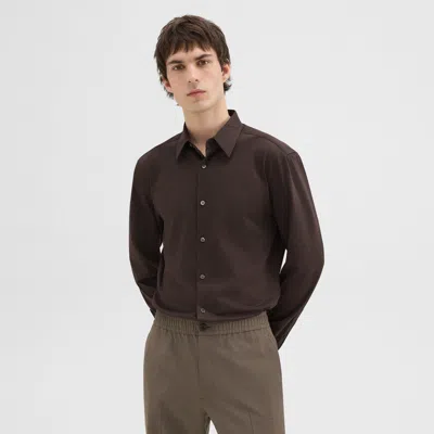Theory Sylvain Shirt In Structure Knit In Hickory