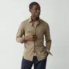 Theory Sylvain Shirt In Structure Knit In Walnut