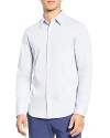 Theory Sylvain Structure Knit Regular Fit Shirt In Deep Sea Blue