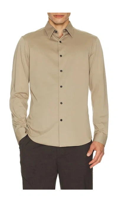 Theory Sylvain Structure Knit Shirt In Brown