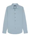 Theory Sylvain Structure Knit Shirt In Rainstorm