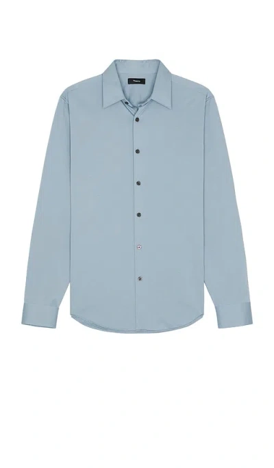 Theory Sylvain Structure Knit Shirt In Rainstorm