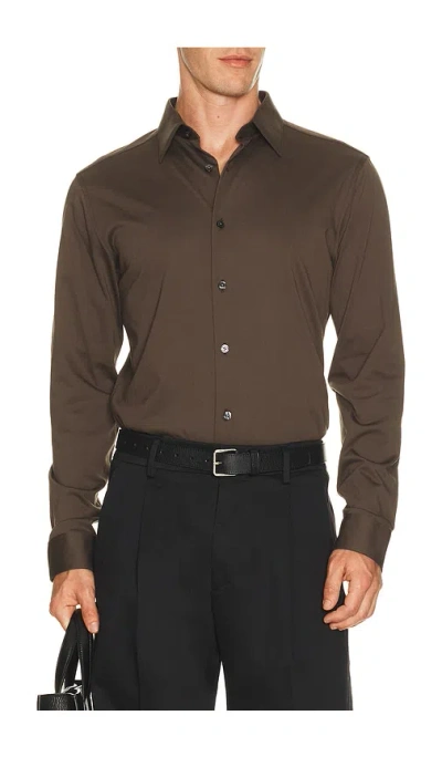 Theory Sylvain Structure Shirt In Brown
