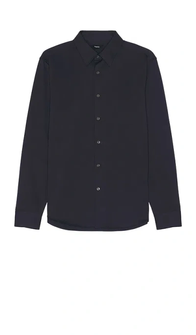 Theory Buttoned-up Long-sleeved Shirt In Blue