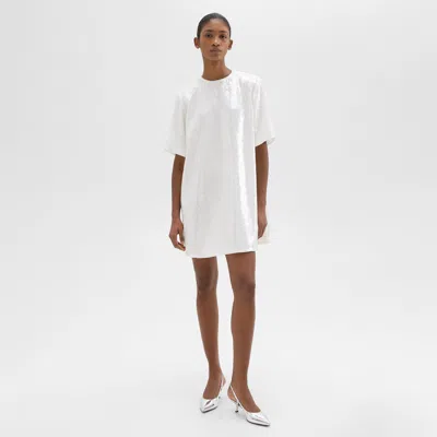 Theory T-shirt Dress In Recycled Sequins In White