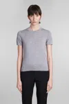 Theory Short Sleeve Knitted Top In Grey