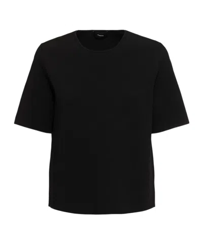 Theory Crewneck Wide-sleeve T-shirt In Black