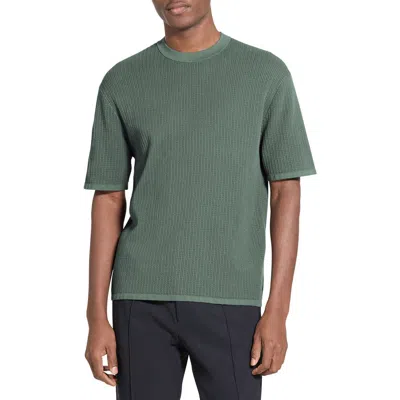 Theory Tactile Cotton Open Stitch T-shirt In Green