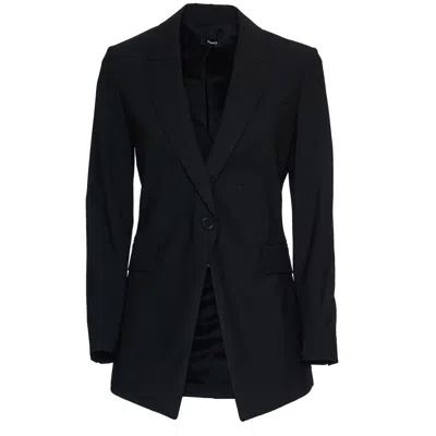 Theory Tailored Black Merino Wool Blazer