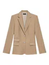 Theory Long-sleeved Single-breasted Blazer In Camel