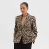 Theory Two Button Leopard Print Blazer In Beige Multi