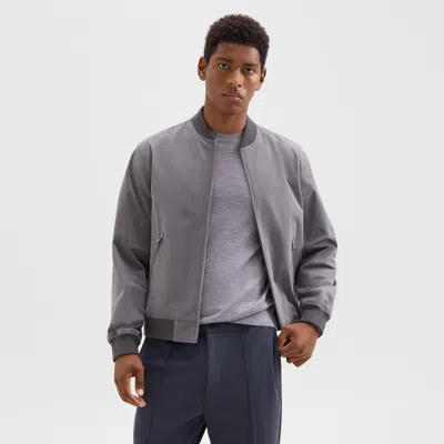 Theory Tailored Bomber Jacket In Foundation Twill In Soft Grey