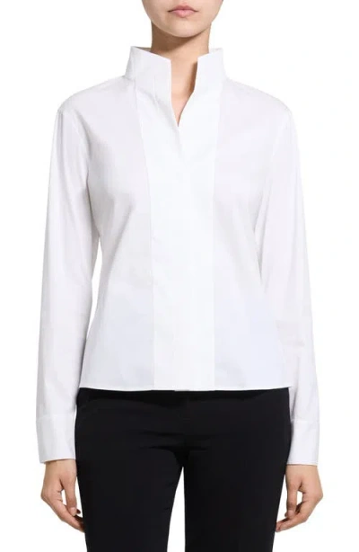Theory Tailored Cotton Blend Button-up Shirt In White