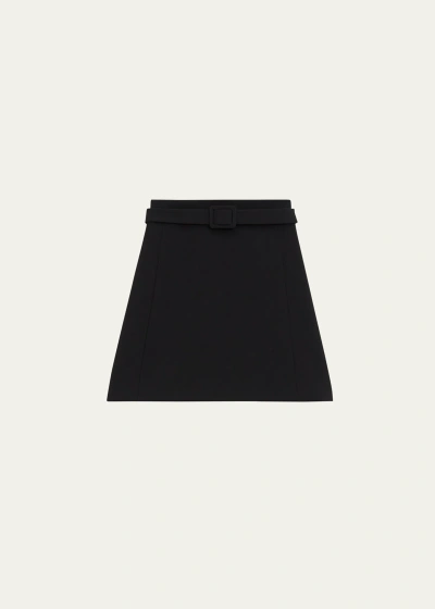 Theory Tailored Crepe A-line Mini Skirt In Blk