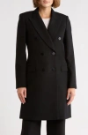 Theory Tailored Double Breasted Wool Blend Coat In Black