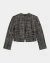 Theory Collarless Open Front Jacket In Black Multi