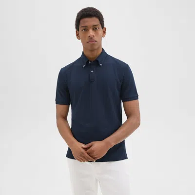 Theory Tailored Polo Shirt In Function Piqué In Baltic
