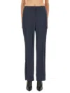Theory Tailored High Waist Wide Leg Trousers In Blue